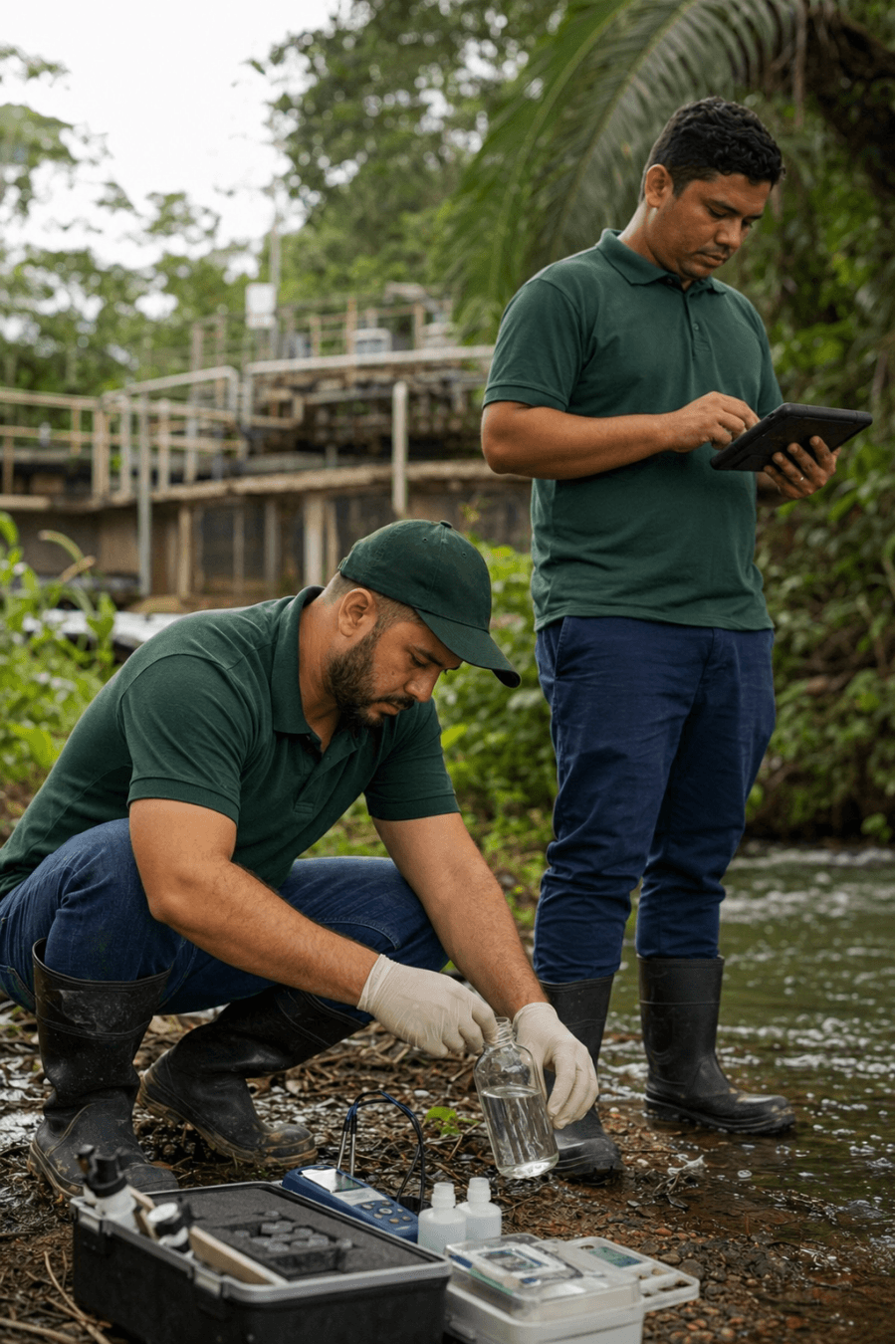 Equipe técnica Sanelab em campo, monitoramento ambiental